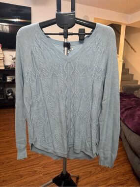 Sonoma Light Blue Cable Knit V-Neck Jumper